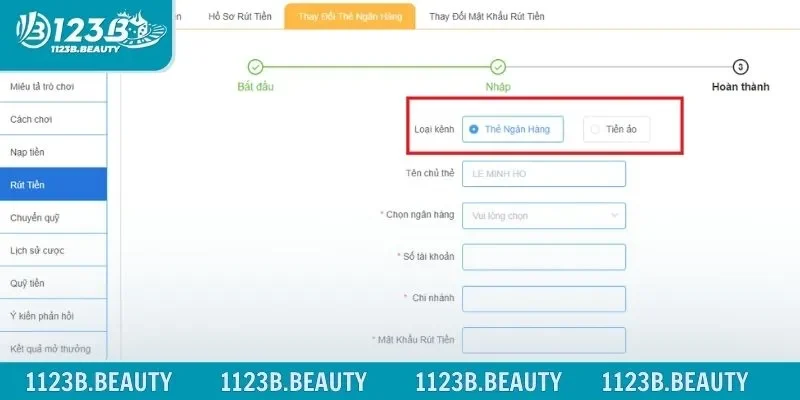 Hướng dẫn nạp tiền dễ dàng tại website 123B
